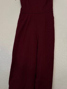 HAVE Burgundy Strapless Wide Leg Jumpsuit with Pockets XL